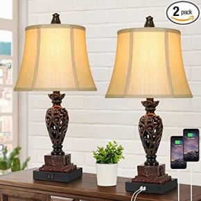 Traditional Touch Table Lamps Set of 2, Vintage Rustic Bedside Nightstand Lamps,save60%,Just Need:$39.99,Original Price:$99.99,code:60W9771I