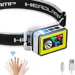 EGjoey Rechargeable Headlamp, Motion Sensor LED HeadLamp with Red/Green/Blue Light,save50%,Just Need:$8.99,Original Price:$14.99,code：S8RO9KZF